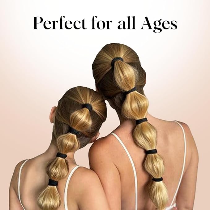 Kitsch Nylon Hair Ties No Damage - Stretchable Elastics for Strong All-Day Hold, Ponytail Holders | Hair Accessories for Women & Girls | Ideal Gifts for Women - Black, 12 Pcs