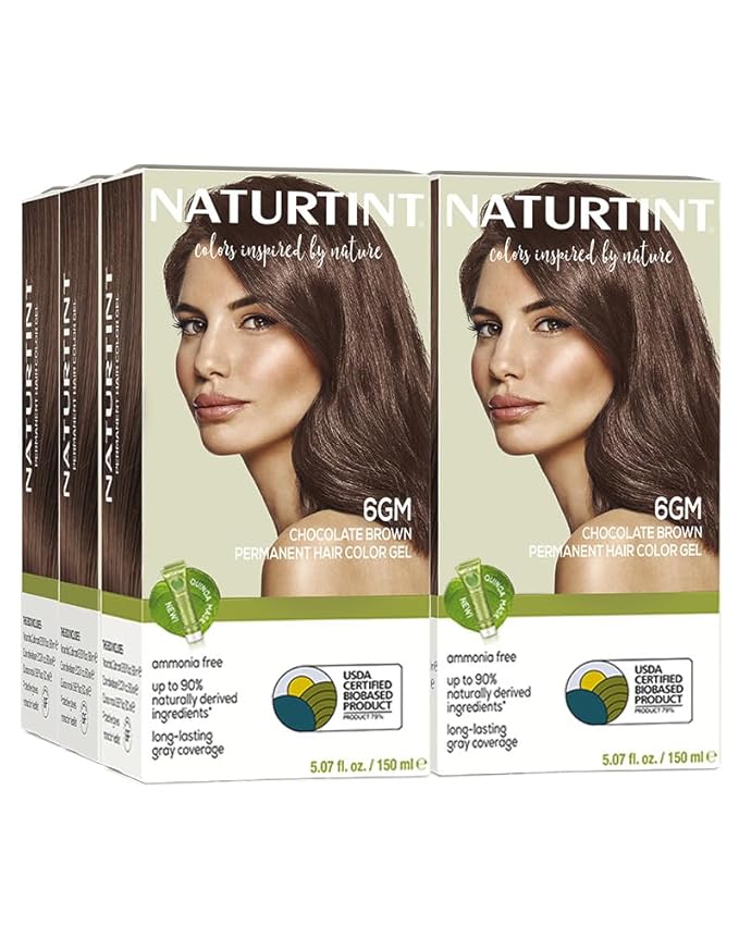 Naturtint 6GM Chocolate Brown Permanent Hair Color (Pack of 6), Ammonia Free, Vegan, Cruelty Free, up to 100% Gray Coverage, Long Lasting Results (Packaging may vary)