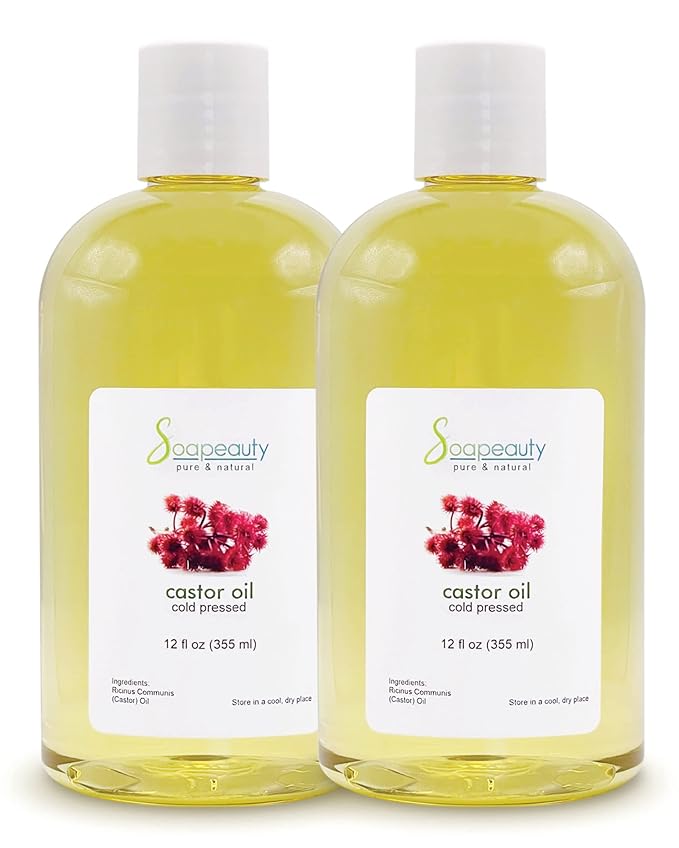 Soapeauty Cold Pressed Castor Oil |100% Pure Natural USP Grade Promotes Healthy Skin & Hair | Hexane Free | Thickens Eyebrows & Lengthens Eyelashes | 24 fl oz