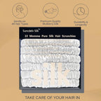 Suncdelv Silk,100% Silk Scrunchies for Hair,22 Momme Hair Ties for Anti-Crease & Breakage,Natural Women Hair Accessories，Fashion Hairbands 6PCS（White）