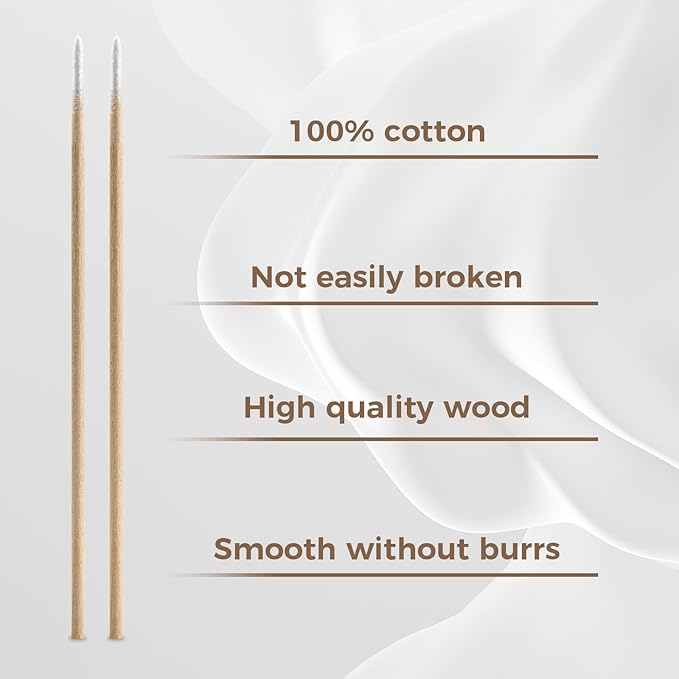 200Pcs Pointed Cotton Swabs - Precision Microblading Cotton Swabs with Wooden Sticks, for Makeup, Cleaning Nail Polish, Eyebrow, Tattoo Permanent Supplies, Craft