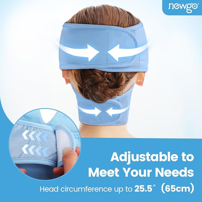 NEWGO Ice Pack Face Ice Mask for Puffy Eyes, Cooling Face Mask Reusable with Thick Gel Pad in Forehead & Eye Zones for Migraines, Post-Surgery, Redness, Allergy Swelling Pain Relief