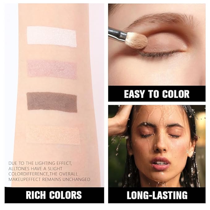 Kaely Powder Eyeshadow Quad, Natural Nude Shimmer Eyeshadow Palette Makeup, Neutral Eye Shadow Palette for Older Women Pigmented Waterproof, sombras para ojos, Blendable, Cruelty-free, 01