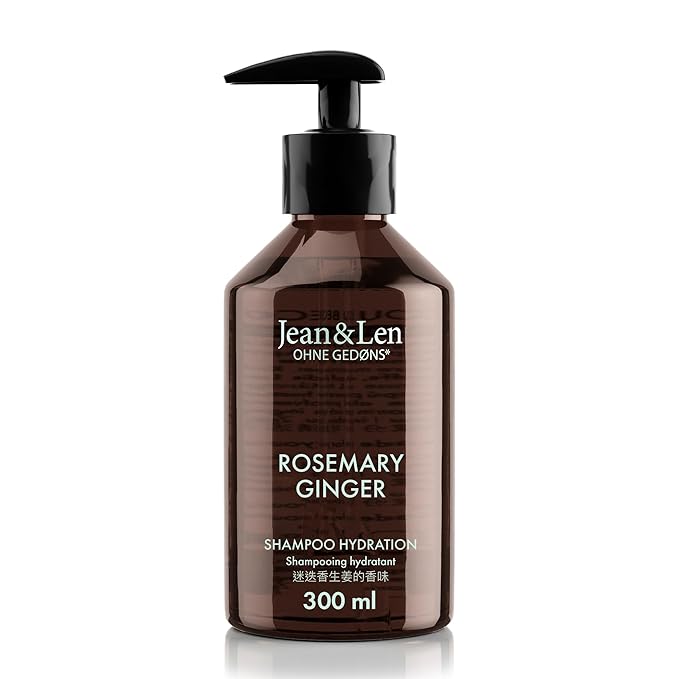 Jean & Len Shampoo Rosemary & Ginger, for dry and brittle hair, with moisturizing complex, spicy-fresh scent of rosemary & ginger, without parabens and silicones, 10.14 Fl. Oz.