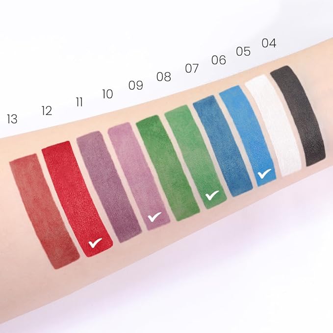 Kaely 4Pcs Light Blue Green Purple Red Gel Eyeliner Pencil,Cream Waterproof Smudge Proof Eye Liner,Halloween Makeup,Eye Black Face Paint Lipstick Crayon,Color Colorful Eyeliner Eyeshadow Stick