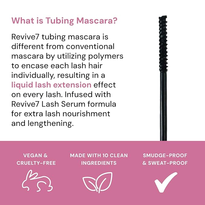 The Original Revive7 Lash Serum Tint Mascara - Lengthening, Tinted, Thickening Lash Serum Formula Eye Makeup Waterproof Mascara For Length & Volume Makes Lashes appear Longer and Thicker 6 ml (Black)