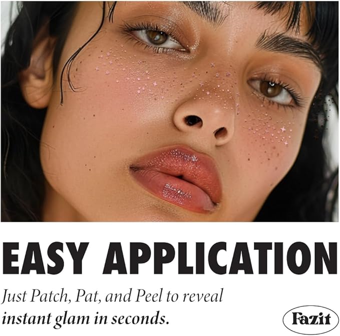 Fazit Makeup Patches - Rose Gold Speckles - Glow Up Make-Up Patches - Cute Glitter Makeup Accessories for Women - Cosmetic Glitter for Face
