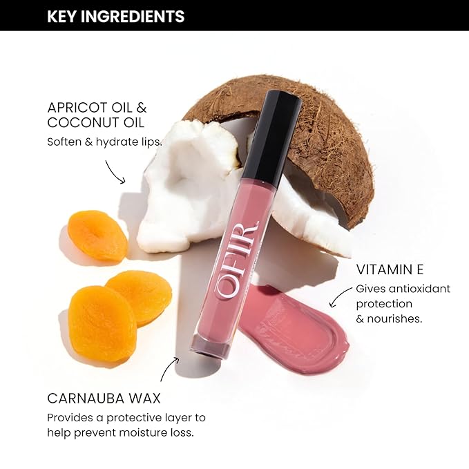 OFIR Hue Hydrator Sheer Lip Jelly, Luminous Gloss, Plant-based, Hydrating, Subtle Color, 0.135 fl oz (Zest - Burnt Orange)