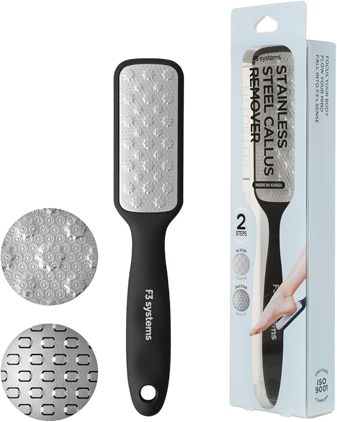 2Steps Stainless Steel Callus Remover, Effective for Thick Callus and Cracked Feet Pedicure Rasp, Remove Hard Skin, Grater Foot File, Foot Scrubber, Professional Foot Care
