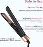Mini Flat Iron 1 Inch Ceramic Mini Hair Straightener, Small Flat Irons for Short Hair, Curls Bangs, Dual Voltage for Travel,Dual Voltage for Worldwide Use, Black