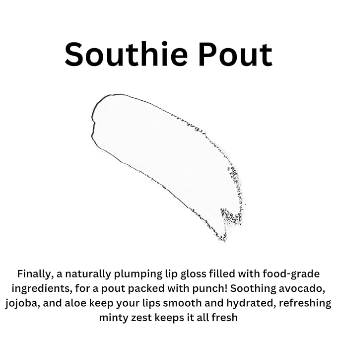 Healthy, Naturally Lip Plumping Clear LipGloss, Southie Pout (.25oz) - Vegan, Plant-Based ingredients. Cooling Mint Enhances Fullness, while Avocado Oil and Jojoba provides lasting Hydration.