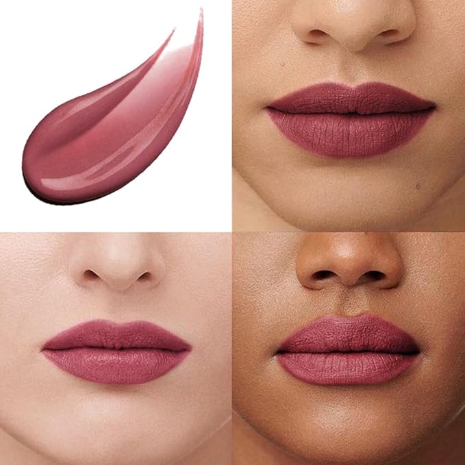 evpct 1Pcs Blush Red Matte Liquid Lipstick Lip Stain Sets for Women, Peony Flower Mauve Red Matte+Lipstick Long Lasting Permanent 24 hr Hours Magic Lipstick 24 Hours original Waterproof, 02#
