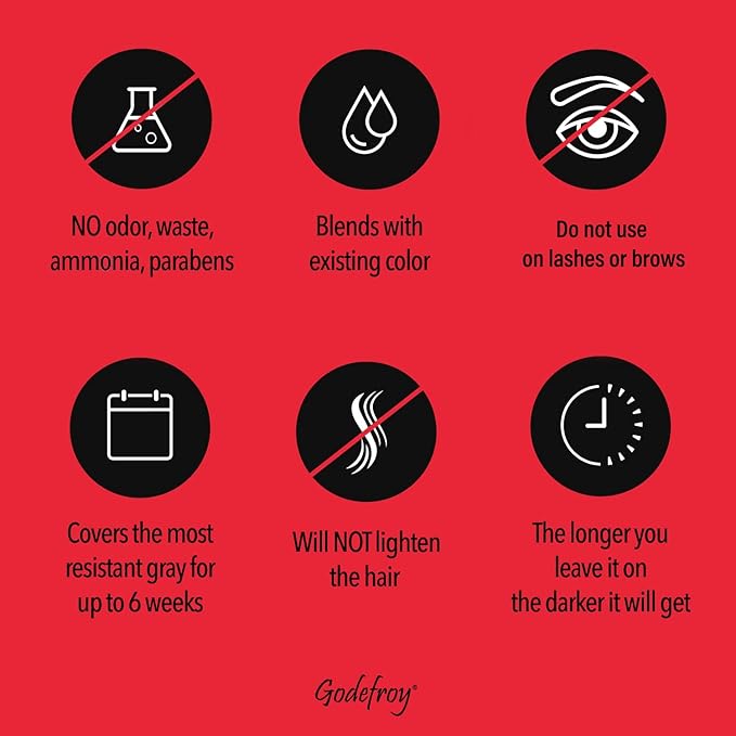 Godefroy Hair Color Kit for Spot Coloring, Covers Up Gray Hairs, Dark Brown, 4-Application Kit, Pack of 1