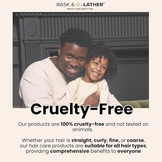 BASK & LATHER Strong Hold Edge Control Gel with Castor Oil, Non-Greasy, Non-Flaking, No White Cast, Long Lasting, Supports Hair Growth, Natural Formula, For All Hair Types, 5.3 Fl Oz