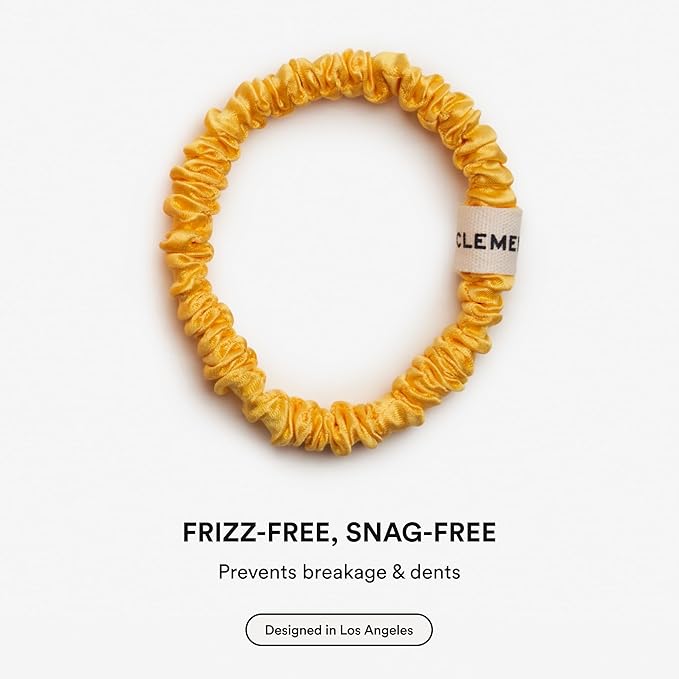 Clementine Sleepwear Essentials Organic Silk Scrunchie Set Flower Shop | 8 Skinny Scrunchies Made with GOTS Certified Silk for Frizz-Free Styling and Gentle Hair Care