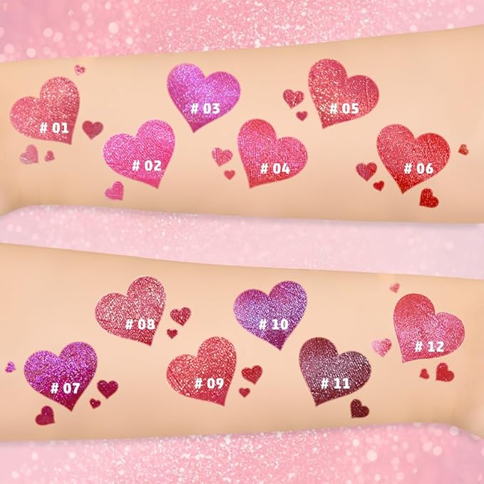 AMY'S DIARY Glitter Liquid Lipstick, Shimmer Metallic Lip Gloss, Long-Lasting Waterproof Lip Color, High Shine Sparkle Makeup,Lip makeup for woman (Rose Gold Shimmer#1)