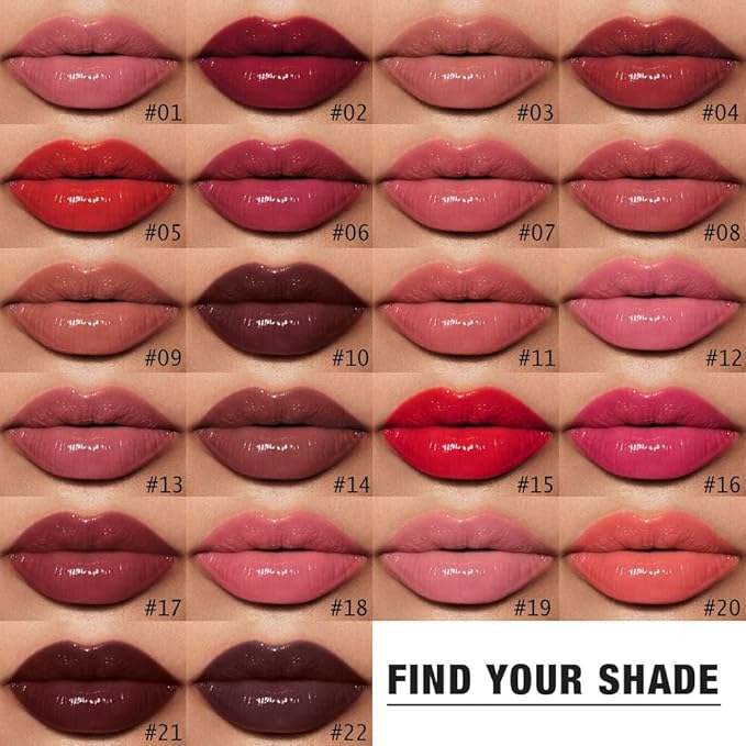 evpct Wine Red Shiny Longwear No-Budge Liquid Lip Color Lipstick Makeup, Highly Pigmented Color Instant Shine, Waterproof Long Lasting Lipstick for Women, Lip Stain Gloss with Lip Liner Brush, 02#