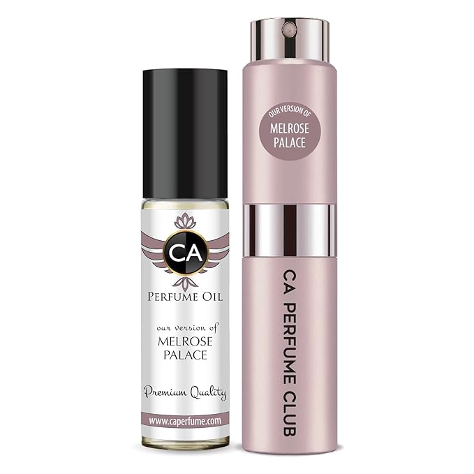 CA Perfume Duo Impression of Melrose Palace For Women Perfume Layering Set Long Lasting Travel Size EDP + Body Oil Roll-On Bottle 0.27 Fl Oz+0.33 Fl Oz