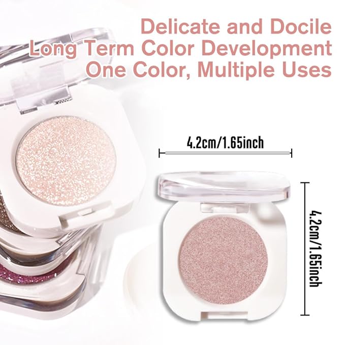 Champagne Shimmer Single Eyeshadow Makeup, Neutral Powde Eye Shadow for Women, Rose Gold Sheer Glitter Singles Eyeshadow Palette Pigmented Waterproof, sombras para ojos, Girls Christmas Gifts