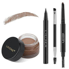 LAVONE Eyebrow Stamp Pencil Kit - Trio Makeup Brow Stamp Kit with Waterproof Eyebrow Pencil, Eyeliner, Pomade, Dual-ended Brush - Ash Brown
