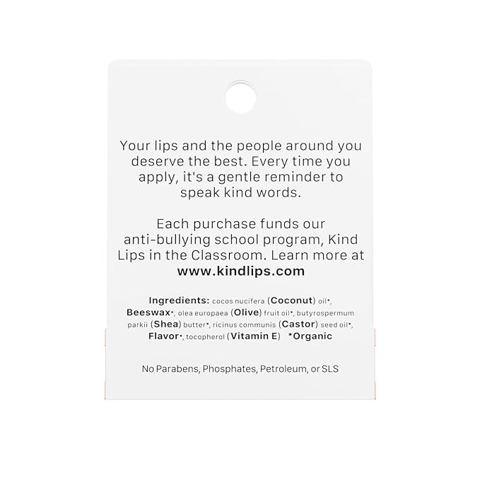 Kind Lips Lip Balm - Nourishing & Moisturizing Lip Care with Shea Butter, Beeswax & Vitamin E | Georgia Peach Flavor | 0.15 Oz (Pack of 5)