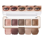 5 Colors Neutral Nude Matte & Shimmer Eyeshadow Palette,Rose Brown Beige Bronze Neutral-Warm Mattes Glitter Eye shadow Contour Makeup Palette for Mature Women, Blue Green Eyes, Daily Natural Makeup.