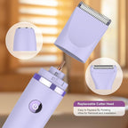 3-in-1 Electric Razor IPX7 Waterproof Bikini Trimmer Wet & Dry Use Painless Personal Trimmer Groomer for Ladies Face Body Legs Bikini Public Hairs Electric Lady Shaver with Replaceable Heads