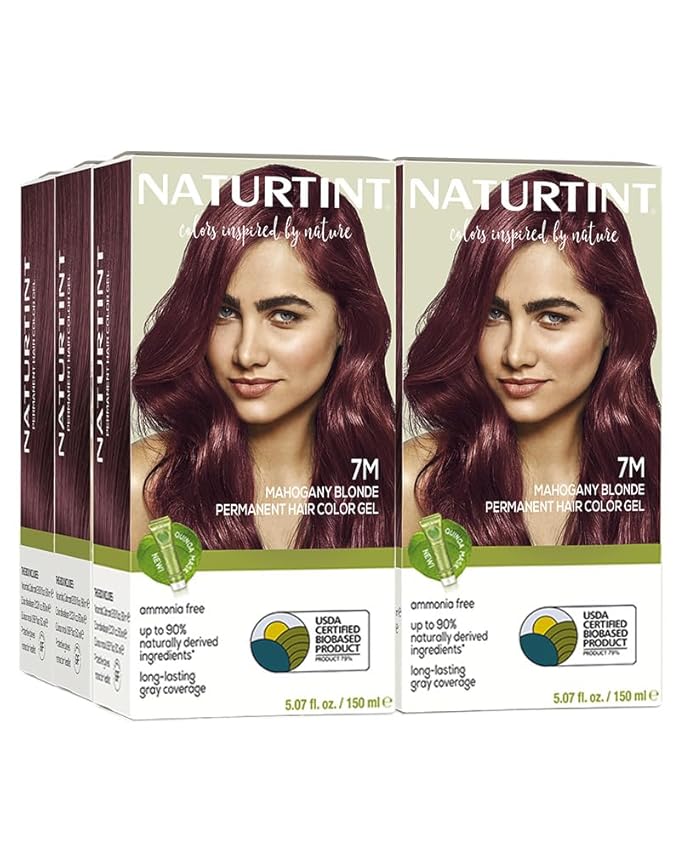 Naturtint 7M Mahogany Blonde Permanent Hair Color (Pack of 6), Ammonia Free, Vegan, Cruelty Free, up to 100% Gray Coverage, Long Lasting Results (Packaging may vary)