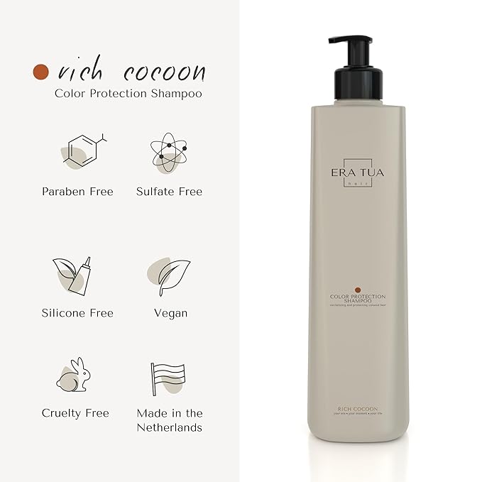 Rich Cocoon Color Protection Shampoo | Dutch Made & Formulated | Color Safe for Color Treated Hair | Premium Cozy Scent of Warm Wood, White Amber & Jasmine sulfate free shampoo | 250 ml