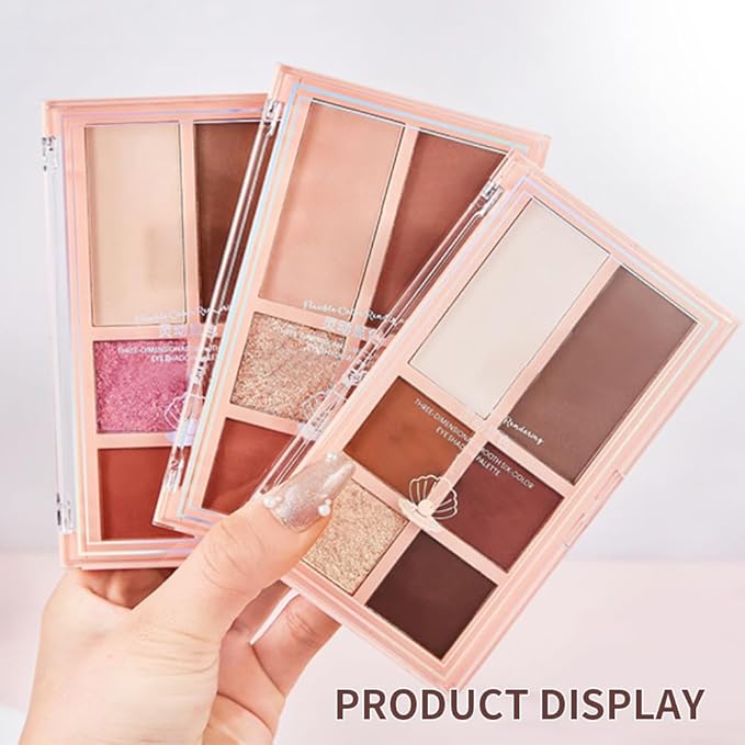 Eyeshadow Palette - 6 Color Neutral Eyeshadow, Nude Pink & Brown, Matte & Shimmer, Highly Pigmented, Blendable, Travel-Friendly Everyday Makeup, 01-3#