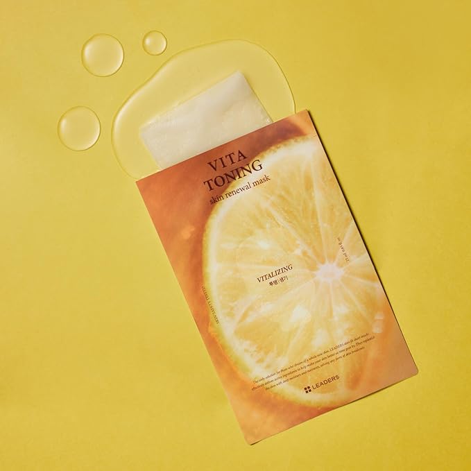 LEADERS Vita Toning Skin Renewal Mask – Nourishing & Revitalizing Sheet Mask for Healthy Skin | Soft, Breathable, & Skin Friendly Face Mask – 10 Sheets