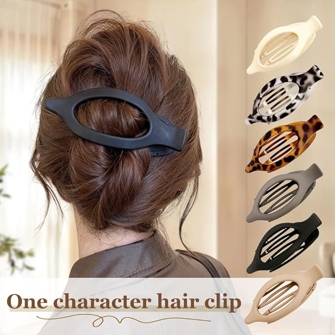 Flat Hair Clips for Women, French Hair Claw Clips for Thick, Thin, Long & Short Hair, Duck Billed Clips, No-Slip Grip Hair Styling Accessories for Women Girls Daily Use (Leopard 6PCS)