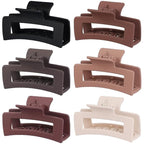 3.5 Inch Medium Hair Claw Clips 6 Pack Hair Clips for Women Square Rectangle Claw for Hair Banana Jaw Clips Hair Accessories for Girls -Brown Scarlet