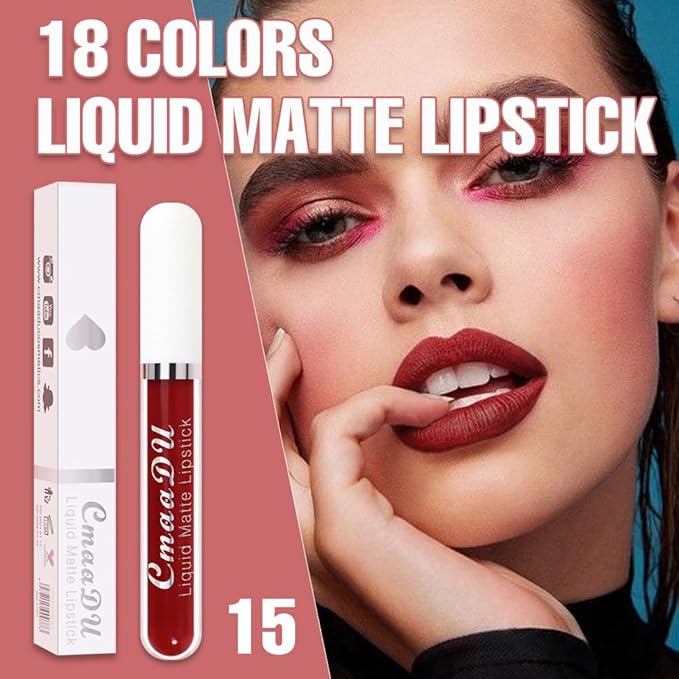 evpct 1Pcs Brick Red Liquid Matte Lipstick Lipgloss Set for Women, labiales mate 24 horas originales matte larga duracion 24 Hour Lipstick Lip Stains Long Lasting Waterproof 24, 15#