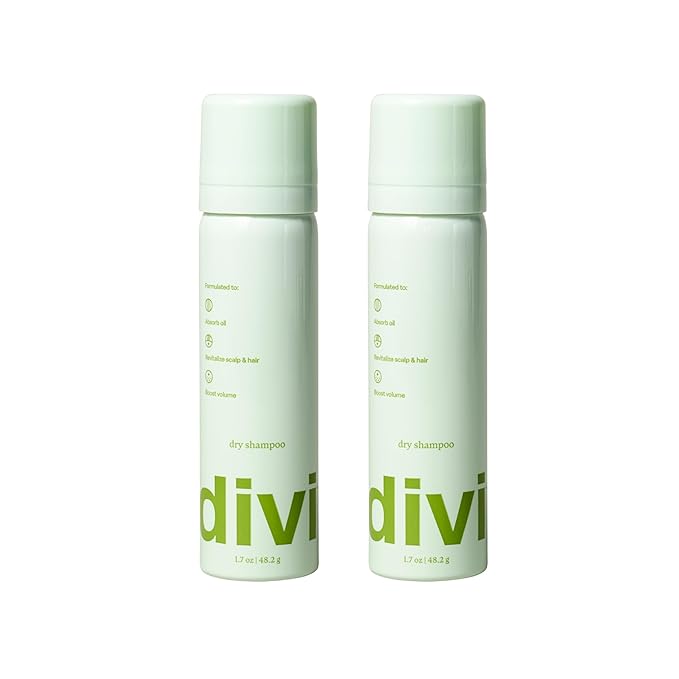 Divi Dry Shampoo Spray Travel Size - Formulated to Absorb Oil, Balance the Scalp and Extend Time Between Washes - Free of Benzene, Butane, Propane and Talc, 1.7oz (2 Pack)
