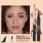 Eyebrow Pen,Eyebrow Pencils Set for Women with machete Eyebrow Pencil,Liquid Square Angled Eyebrow Brush and Eyebrow Brush,Waterproof Eyebrow Pencil Create Full,Natural Hair-Like Brows, Black（2 pcs）