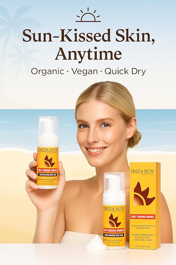 Self-Tanning Mousse – Organic DHA + Aloe Vera – Quick Dry, Paraben-Free, Vegan & Cruelty-Free – Natural-Looking Tan for Face & Body