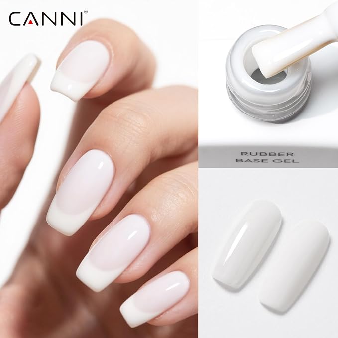 CANNI Rubber Base Gel Nail Polish Set- 6 Pcs 9 Ml Clear Milky White Neutral Nude Pink Colors Rubber Base for Nails, Soak Off LED Nail Gel Manicure Kit DIY at Home Salon Gifts