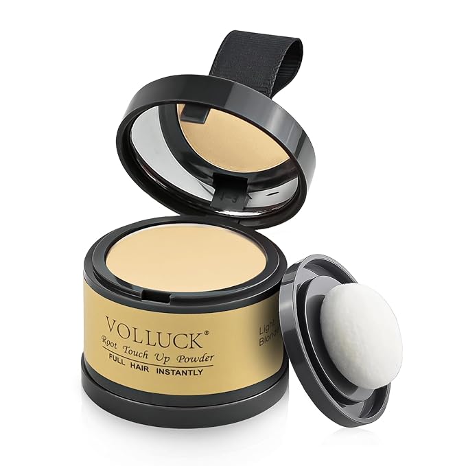 VOLLUCK Root Touch up Powder, Instant Hairline Powder for Thinning Areas and Gray Hair Coverage, Natural and Non-greasy Root Cover up for Women and Men (Light Blonde, 0.14 Ounce)