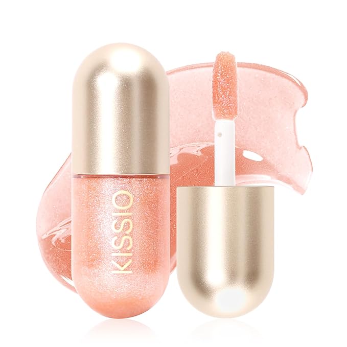 KISSIO Lip Plumper,Color Lip Plumper Gloss,Shimmer,Plant Extracts Plumping Lips Serum,Moisturizing Gloss for Fuller Lips and Hydrated,5.5ml,01 Lemonade