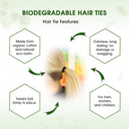 BIODEGRADABLE Elastic Hair Ties for Women & Men - Organic No Crease Brown Hair Tie Ponytail Holders and Hairties for Buns - Plastic Free Hairbands for Women and Mens Hair - 5mm (27 count)