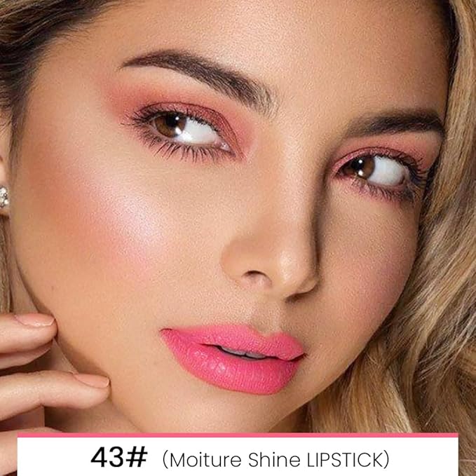 evpct 1Pcs Mauve Warm Pink Shine Lip Liner and Lipstick Combo Set Kit for Women, Moisturizing Glossy Tinted Lip Stick Balm, Sheer Shine Juicy Finish, Lightweight Hydrating Formula Lip Care 43#