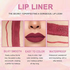 2-in-1 Dark Red Lip Liner & Lipstick Set Kit for Women, Matte Lips Kit with Lip Liner Lip Stains Long Lasting Waterproof 24 Hour Lipstick and Lip Liners Combo Lipliners Pencil Set 06