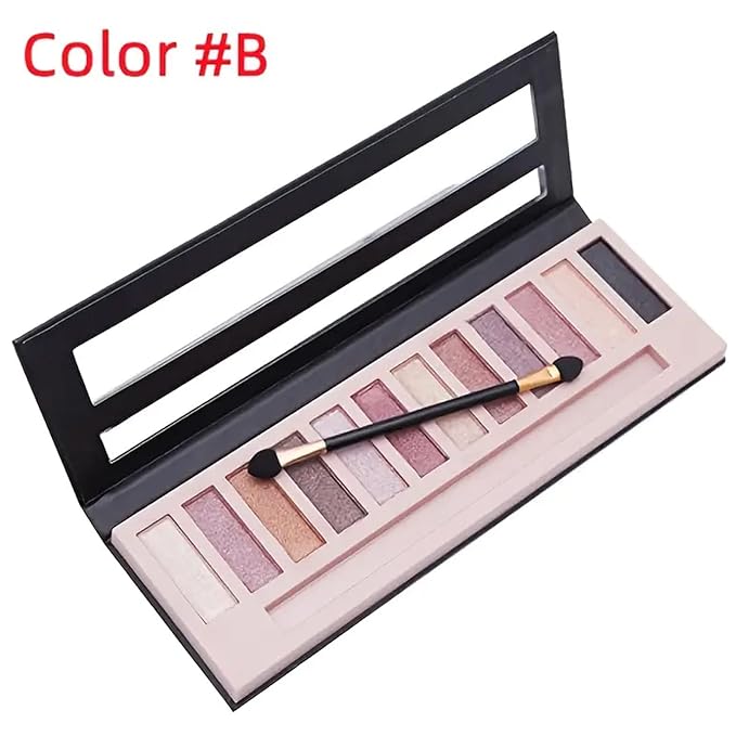 12 Colors Makeup Smoky Eyeshadow Palette Natural Nude Matte Shimmer Glitter Pigment Eye Shadow Pallete Set Black Eye Shadow Halloween Make Up for Women (Color E Smokey)