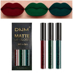 evpct 3Pcs Dark Color Colored Red Emerald Green Matte Liquid Lipstick Make up Set 24 Hour Long Lasting Waterproof Smudge Proof Deep red Green Liquid Lipstick Matte Lip Stain Gloss Liner Kit 8