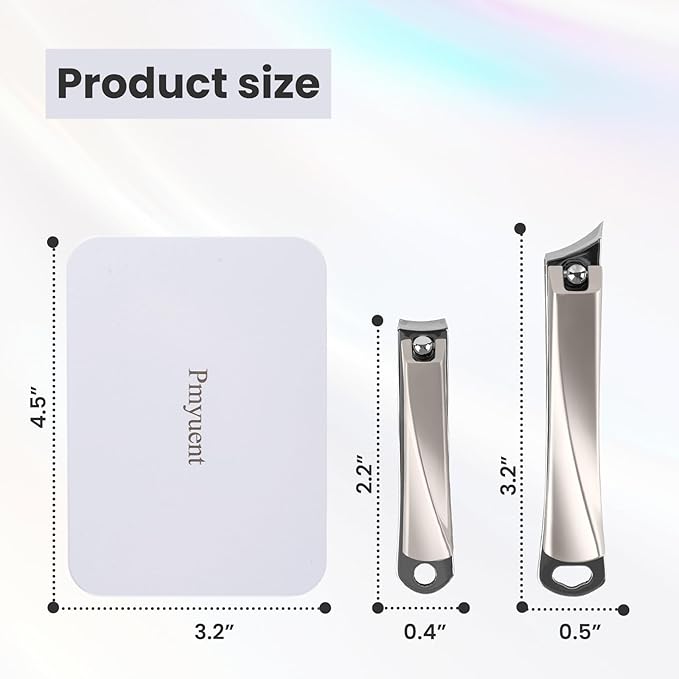 2 Pack Ingrown Nail Clippers - Sharp Slanted Angled Nail Trimmers for Adult, Stainless Steel Fingernail & Toenail Clippers for Thick Nails（Silver）