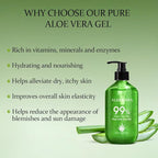 Aloderma 99% Organic Aloe Vera Gel Made within 12 Hours of Harvest - Lightweight, Non-Sticky Aloe Gel for Face Body, Hair, & Scalp, After Sun Relief, Natural, Soothing Hydrating Aloe Gel, 10.6oz