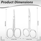 2 Pack Stainless Steel Cuticle Scissors Extra Fine Curved Blade Multi-Purpose Grooming Scissors for Manicure Pedicure Eyebrow Nail Eyelash Beards, Silver