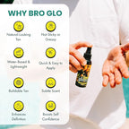 Bro Glo Self Tanner for The Boys - Quick Application Foam Mousse - Easy Sunless Tan For Your Face - Oil Free Water Based for Faster Skin Drying