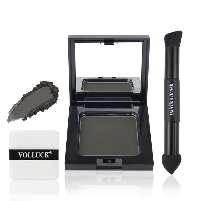 VOLLUCK Root Touch up Powder, Long-lasting Gray Hair Cover up Powder for All Hair Types, Waterproof for Women and Men (Dark-Brown, 0.42 0unce)
